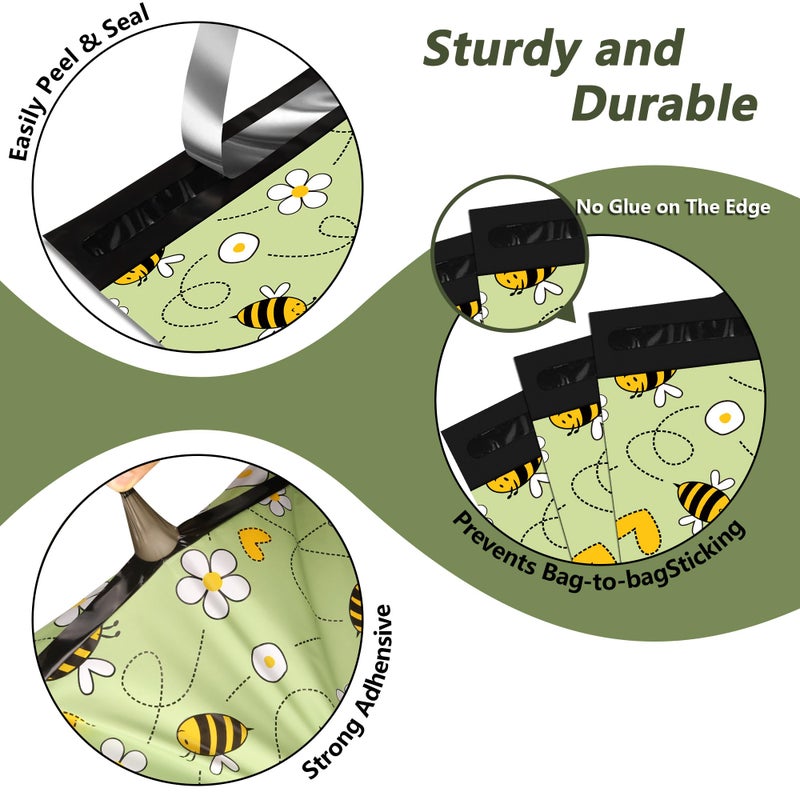 Vapulcio Poly Mailers 10x13 Inch 100 Pcs - Bee printed Shipping Bags, 2.4mil Thickness, Waterproof and Tear Resistant Mailing Envelopes, Self-Sealing Packaging Bags for Small Business - Image 3